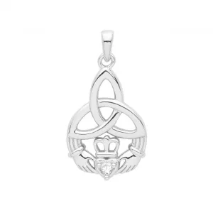 Acotis Silver Pendant Rhodium Celtic Cladgh G61058