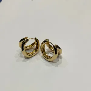 Adorne Gold Clasp Double Hoop Small Earrings