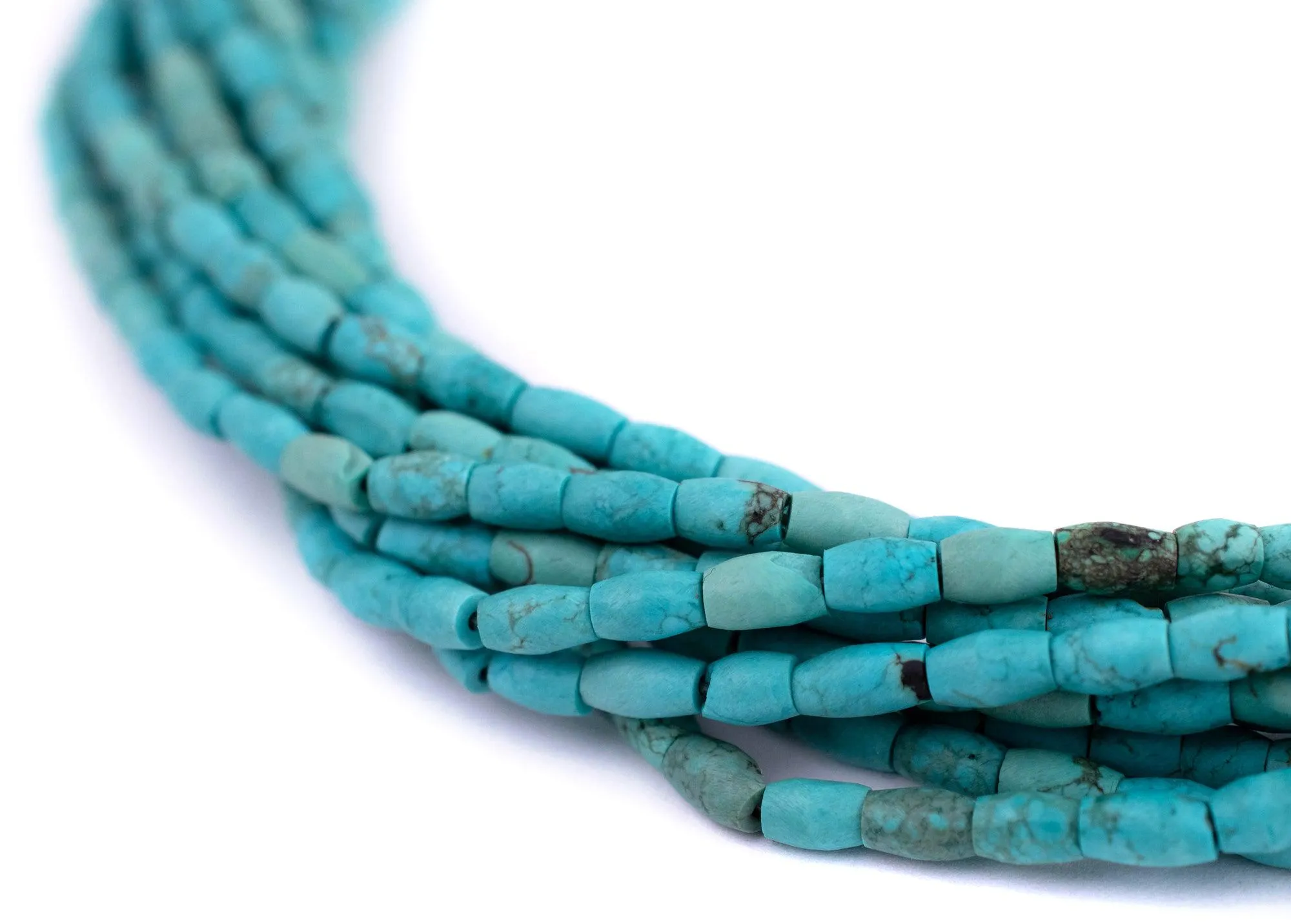 Afghan Mini-Barrel Turquoise Beads (6x3mm)