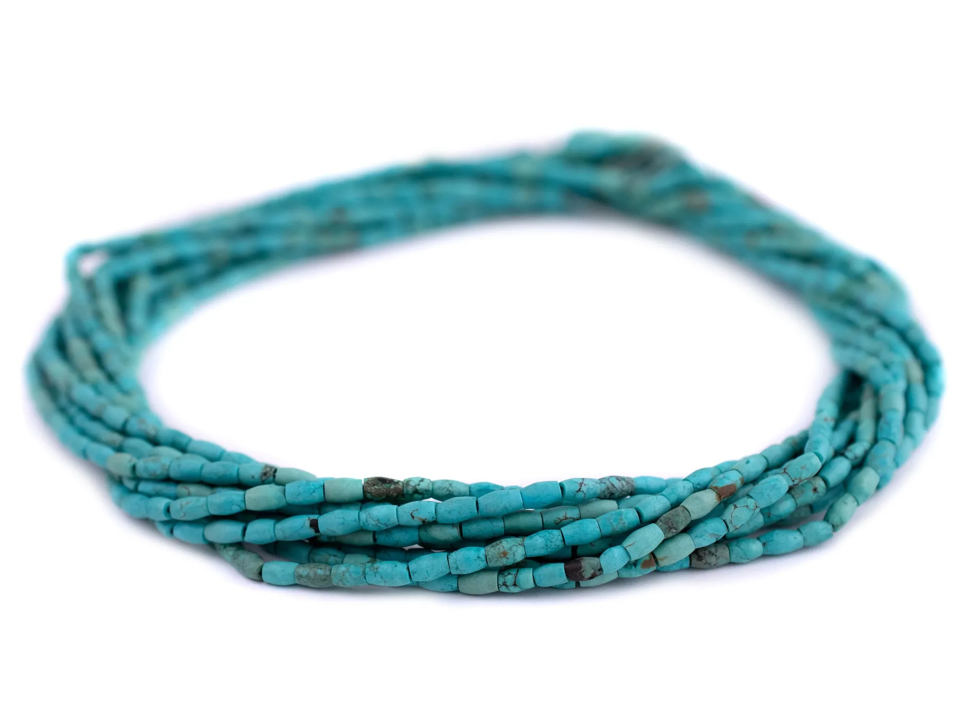 Afghan Mini-Barrel Turquoise Beads (6x3mm)