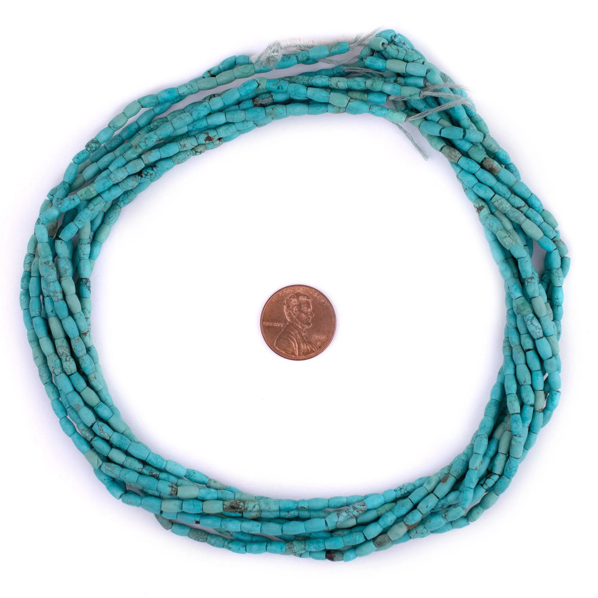 Afghan Mini-Barrel Turquoise Beads (6x3mm)