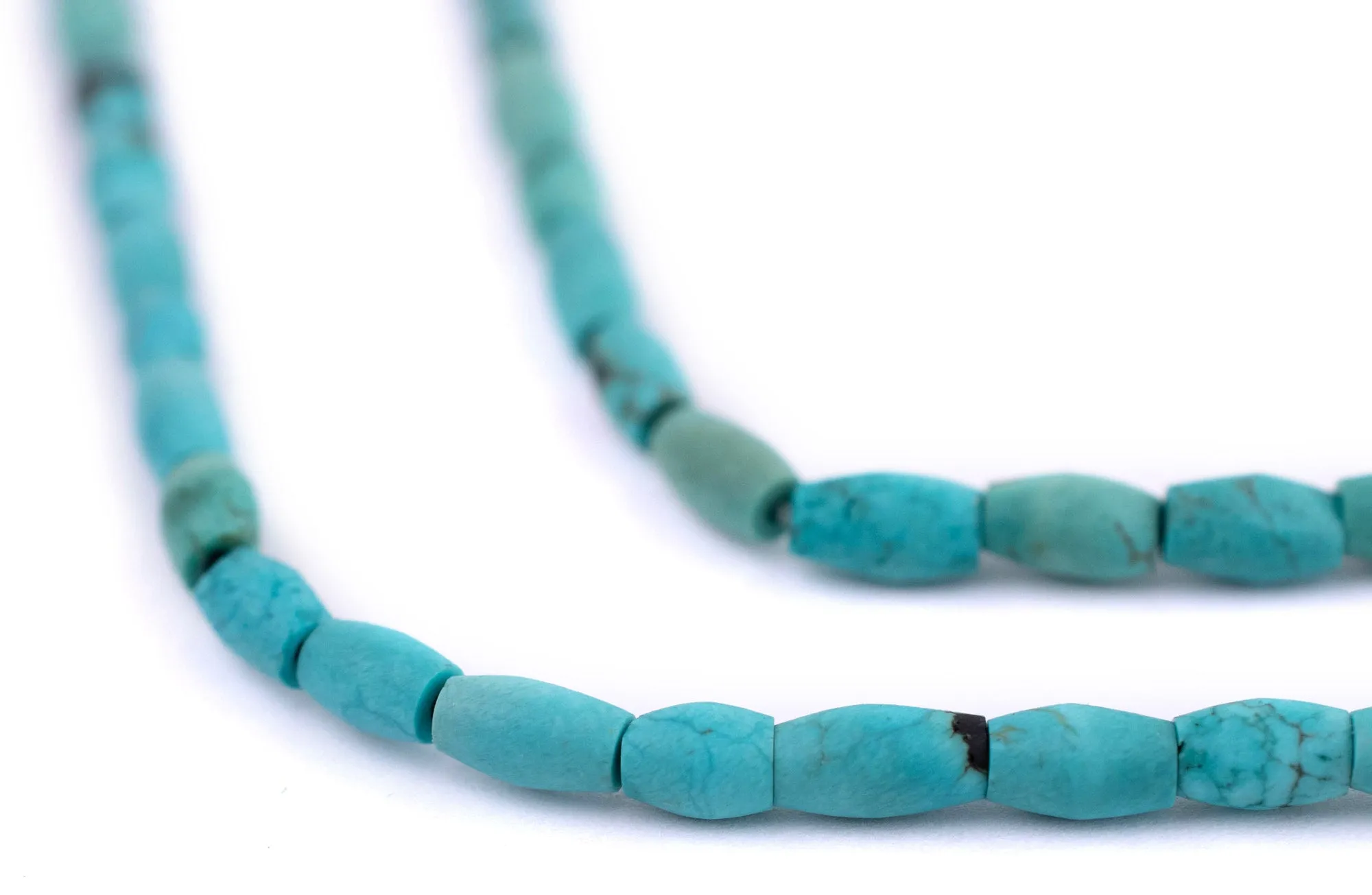 Afghan Mini-Barrel Turquoise Beads (6x3mm)