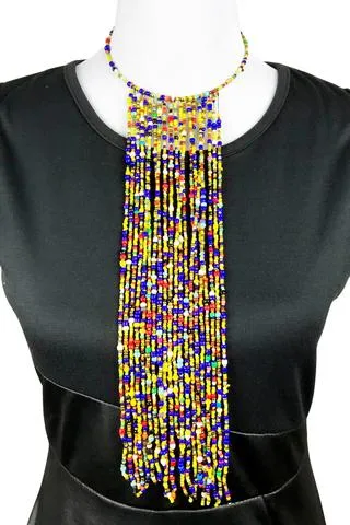 African Beaded Statement Maxi Necklace