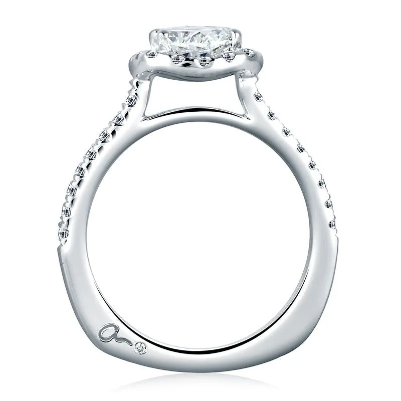 A.Jaffe Engagement Rings Cathedral Open Bridge Halo Cushion Engagement Ring MES577/142