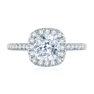 A.Jaffe Engagement Rings Cathedral Open Bridge Halo Cushion Engagement Ring MES577/142