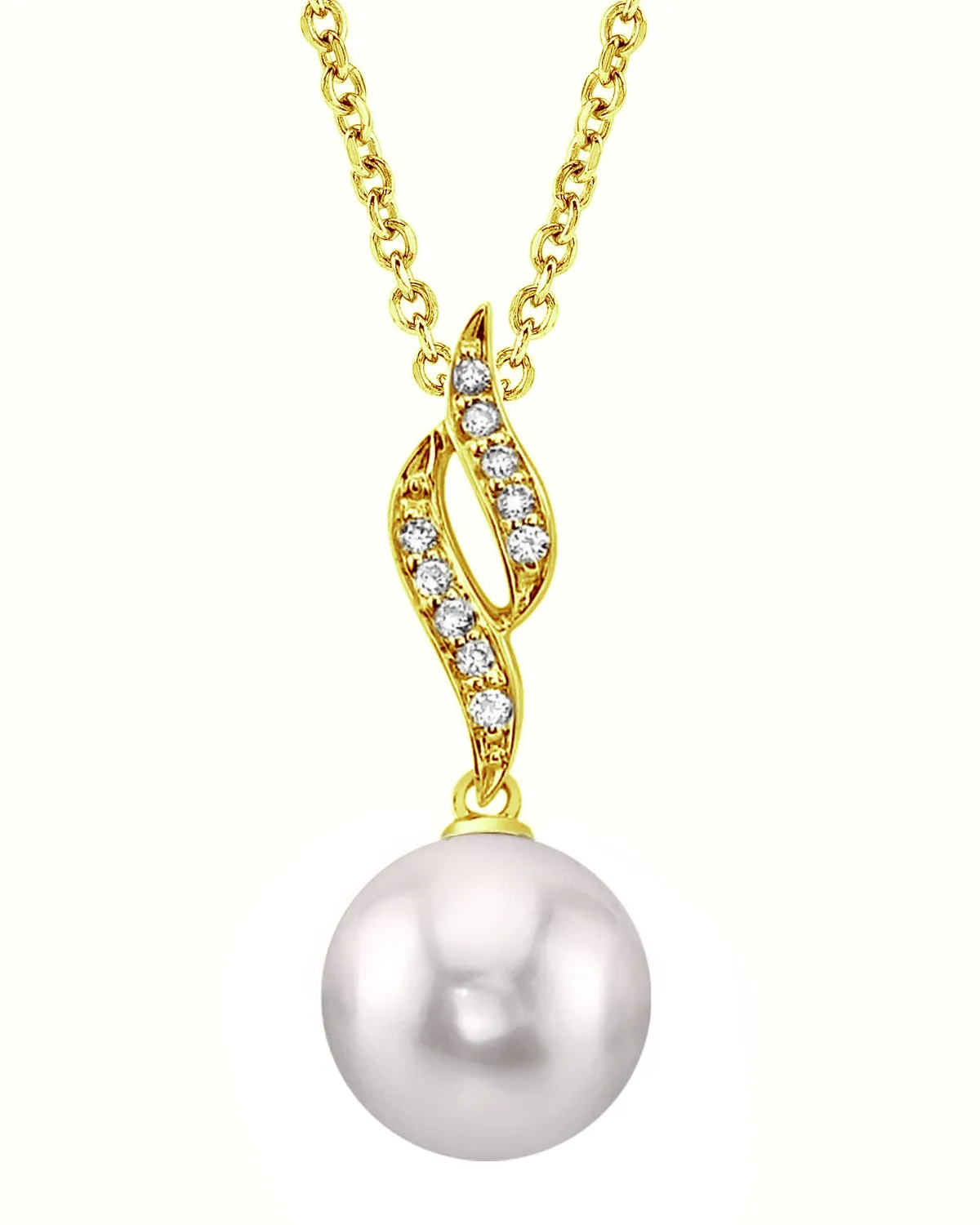 Akoya Pearl & Diamond Flame Pendant