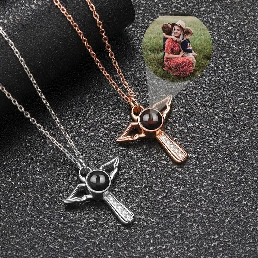 Angels Photo Custom Projection Necklace For Women Personalized Pendant Jewelry