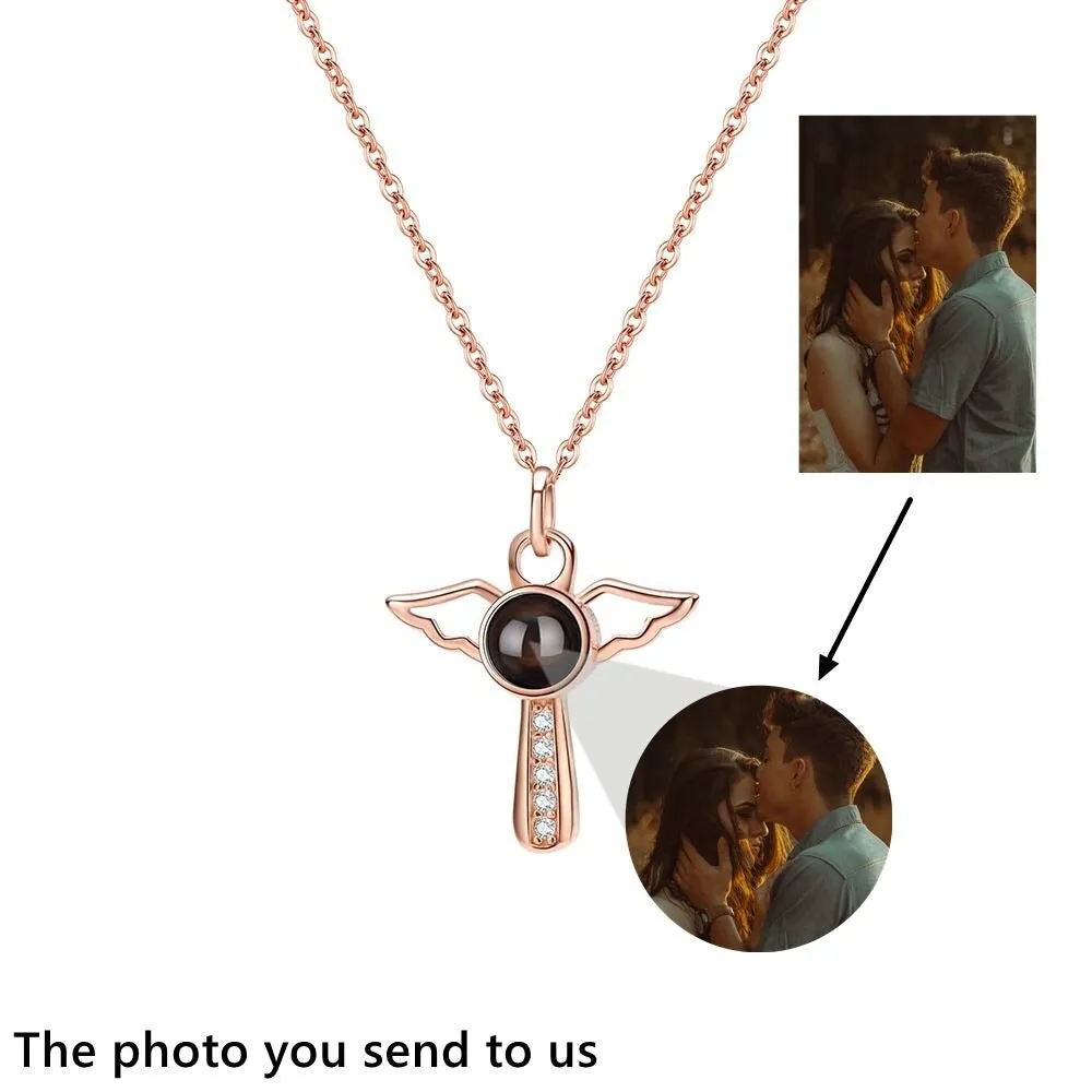 Angels Photo Custom Projection Necklace For Women Personalized Pendant Jewelry