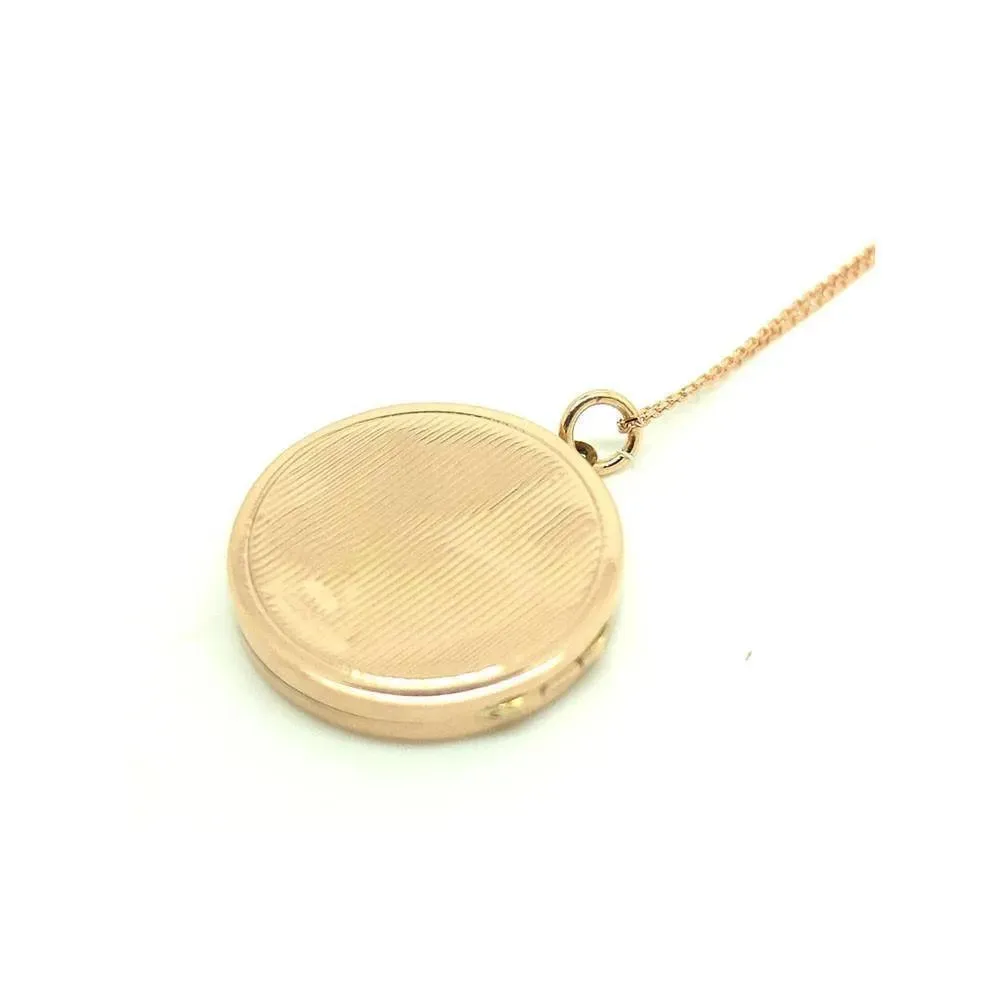 Antique Edwardian 1909 Solid 9ct Gold Locket Necklace