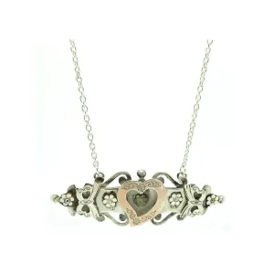 Antique Edwardian Sterling Silver Heart Conversion Necklace