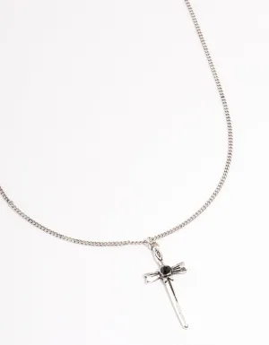 Antique Silver Gothic Cross Necklace