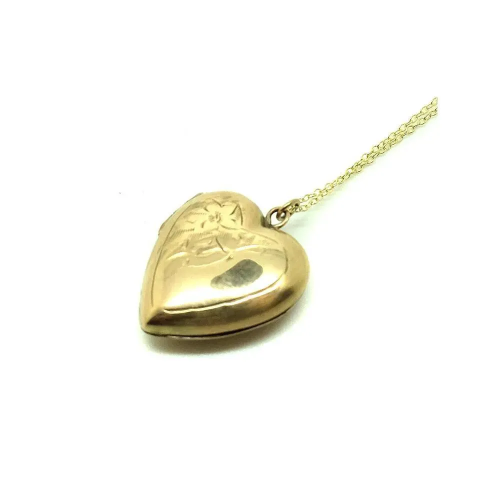 Antique Victorian (1837-1901) 9ct Gold Heart Locket Necklace