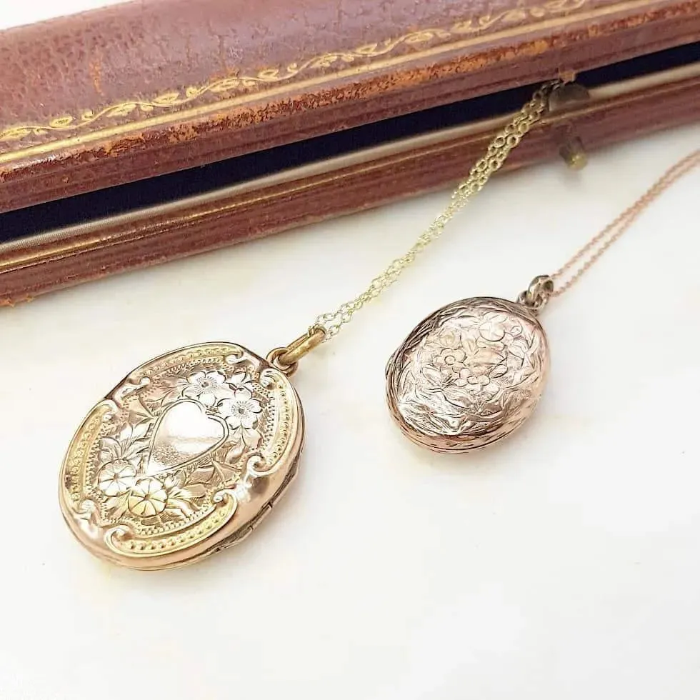 Antique Victorian 9ct Gold Oval Locket Necklace