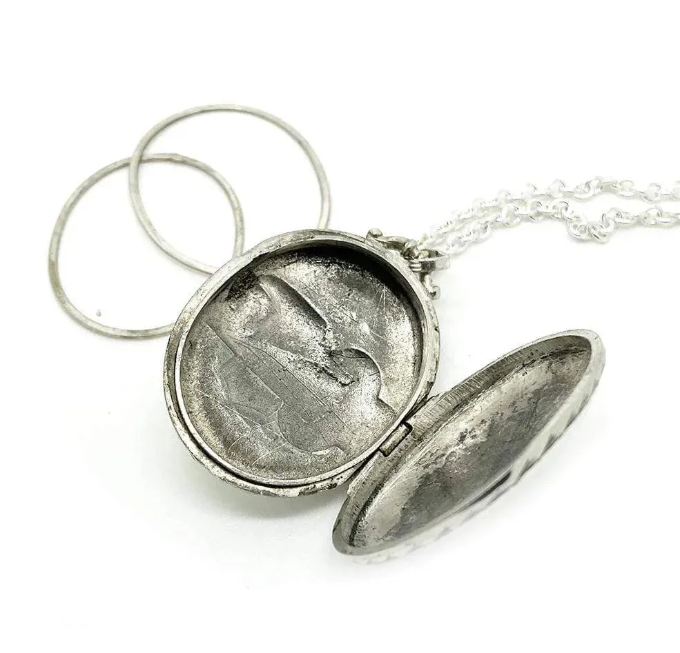 Antique Victorian Large Silver Buckle Locket Necklace