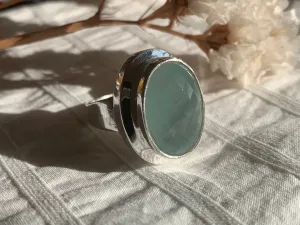 Aquamarine Ansley Ring - Faceted Oval (US 8.5)