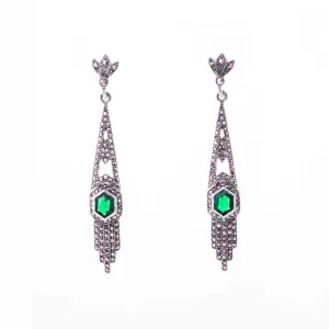 Art Deco Emerald Green hexagon earrings