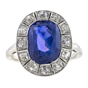 Art Deco Natural Sapphire & Diamond Ring