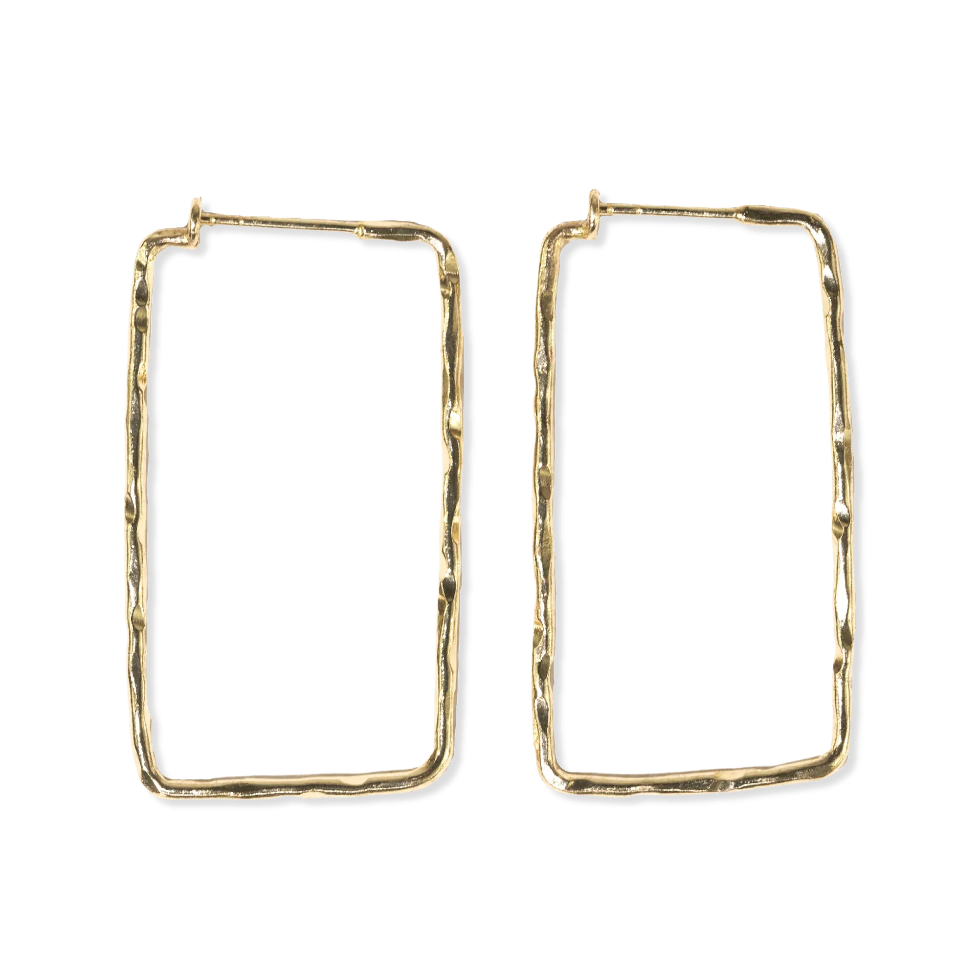 Athena Rectangle Bar Thin Hoop Earrings Brass