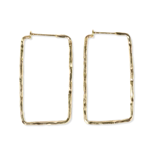 Athena Rectangle Bar Thin Hoop Earrings Brass