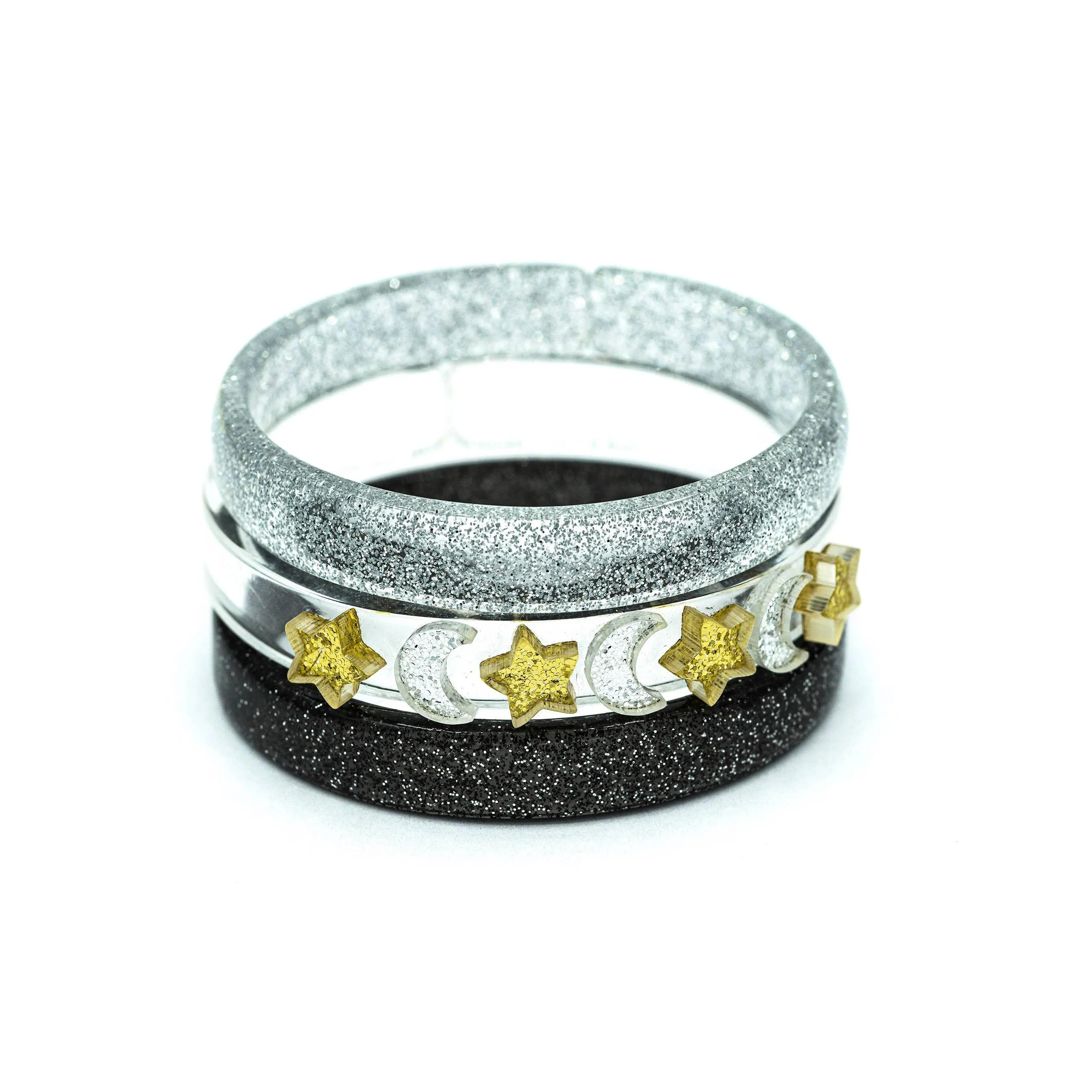 Bangle Set | Celestial Glitter Star & Moon | Lilies and Roses NY