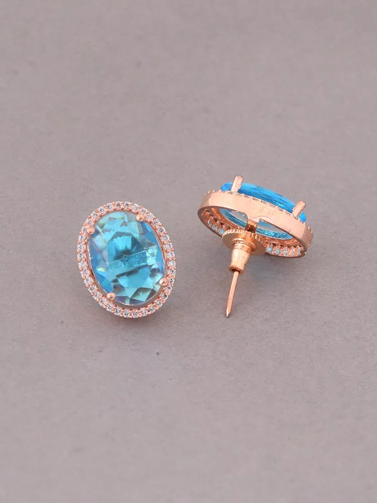 Blue Peanut Zirconia Studs