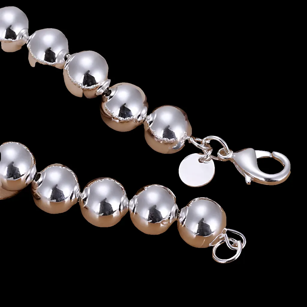 Bracelet au coloris argent avec 2 tailles de billes au choix (8 mm ou 1 cm)