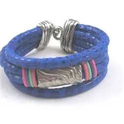 Bright Blue Cancun Leather Cuff Bracelet