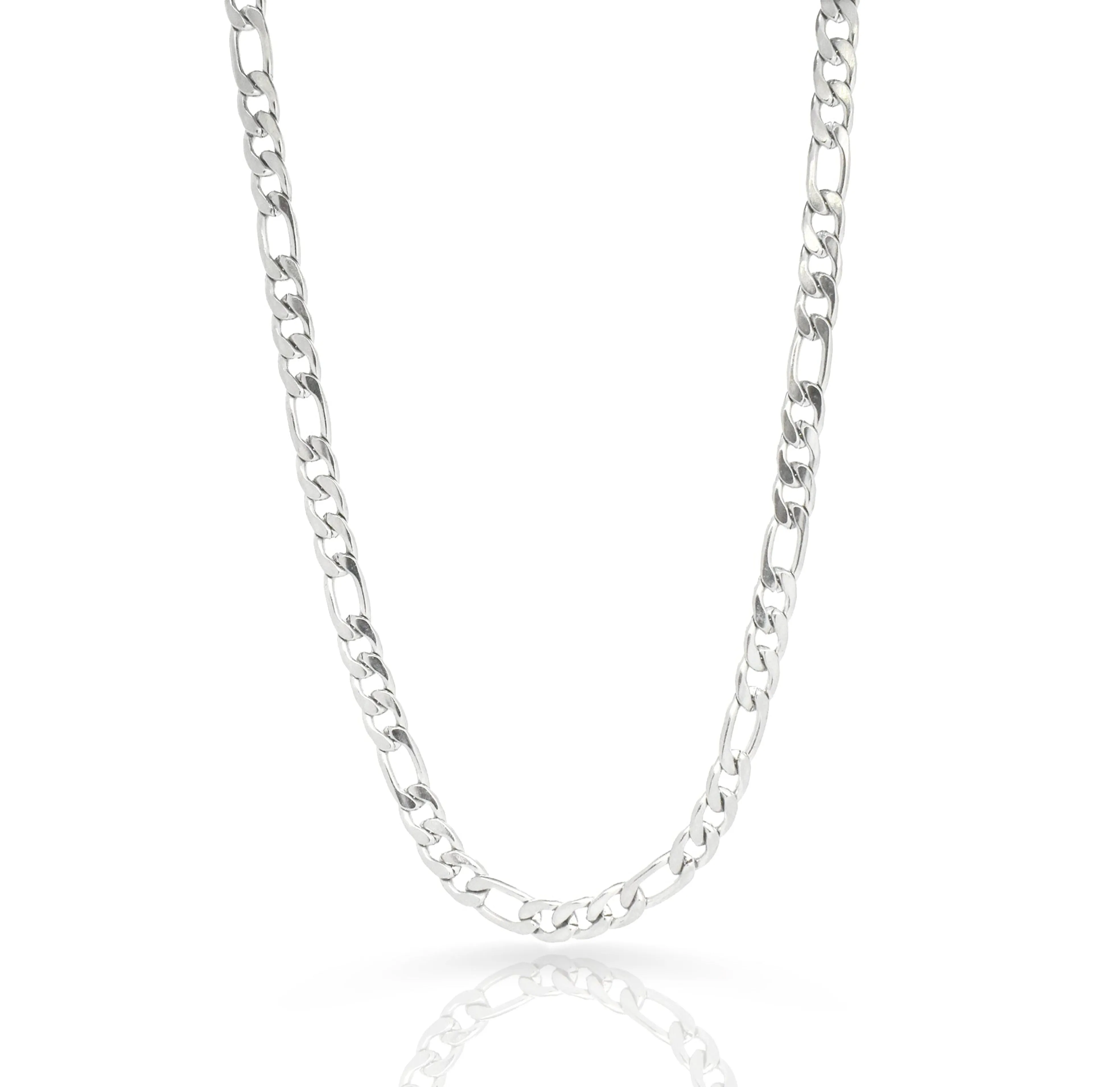 BROOKLYN SILVER FIGARO CHAIN NECKLACE