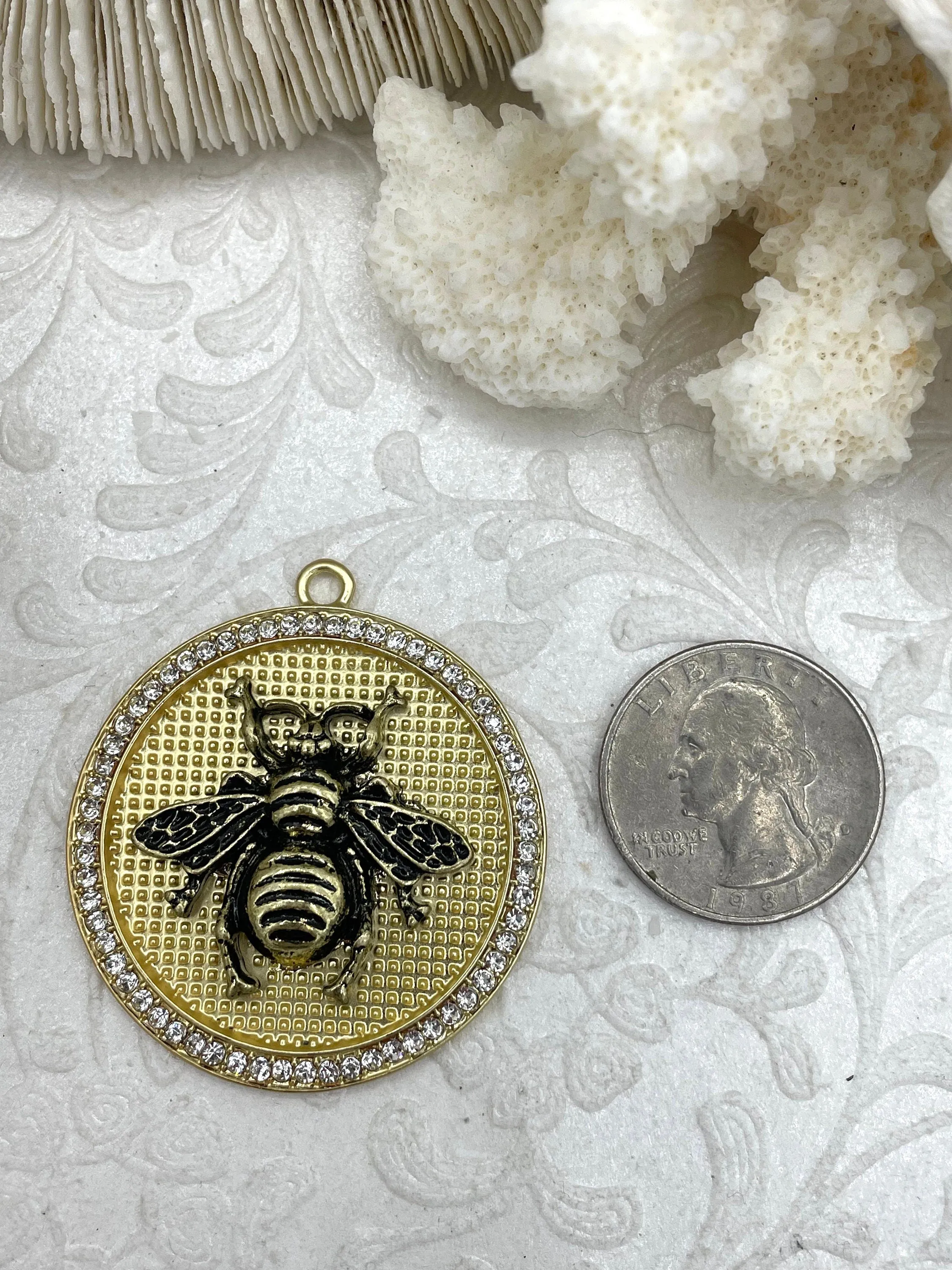 Bumble Bee Pendant with CZ, Round Bee Charm, Bumble Bee Charm, Mixed MetalBumble Bee, 3 Styles, Zinc Alloy, Cubic Zirconia, Fast Ship