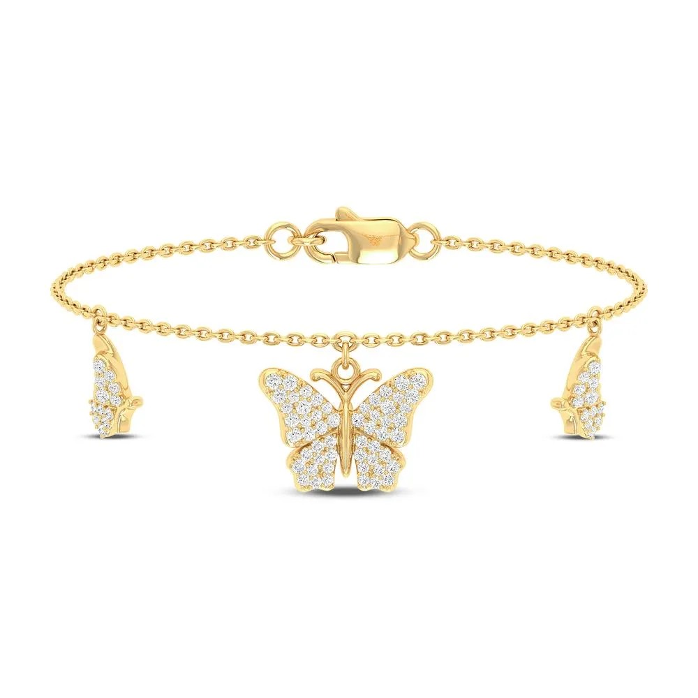 Captivating Charm: 10KT Yellow Gold 0.44 Carat Butterfly Hanging