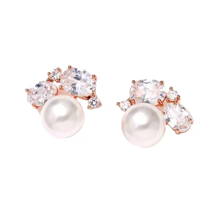 Carlie Pearl and Crystal Stud Earrings