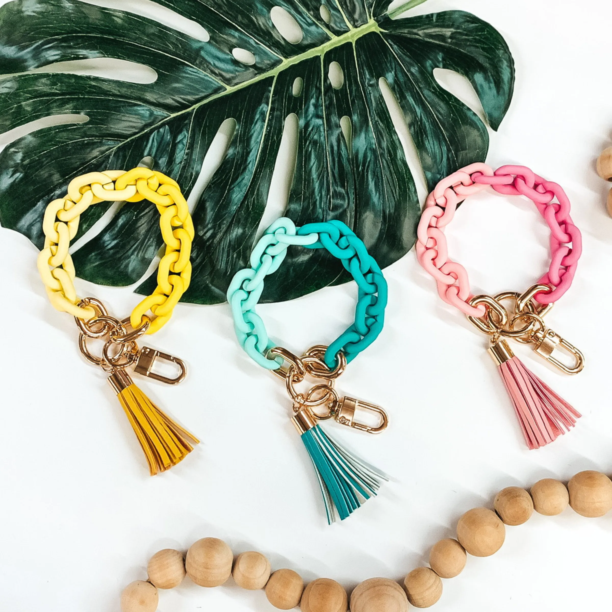 Catching Rays Chain Bracelet Key Ring in Yellow