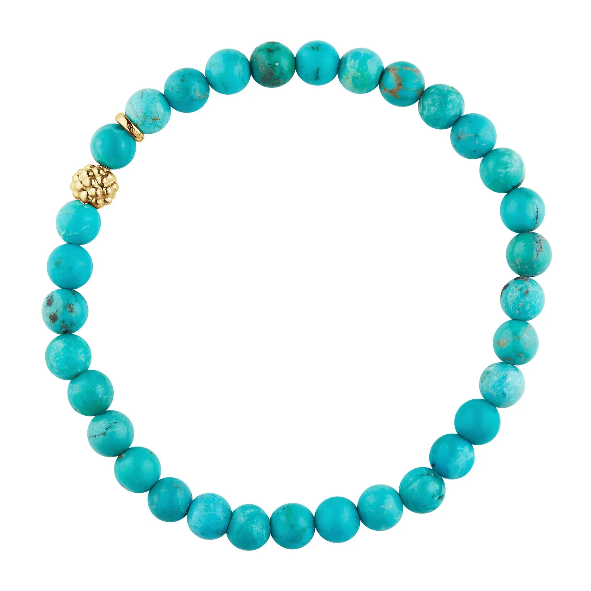 Caviar Icon Turquoise Gold Station Bead Bracelet