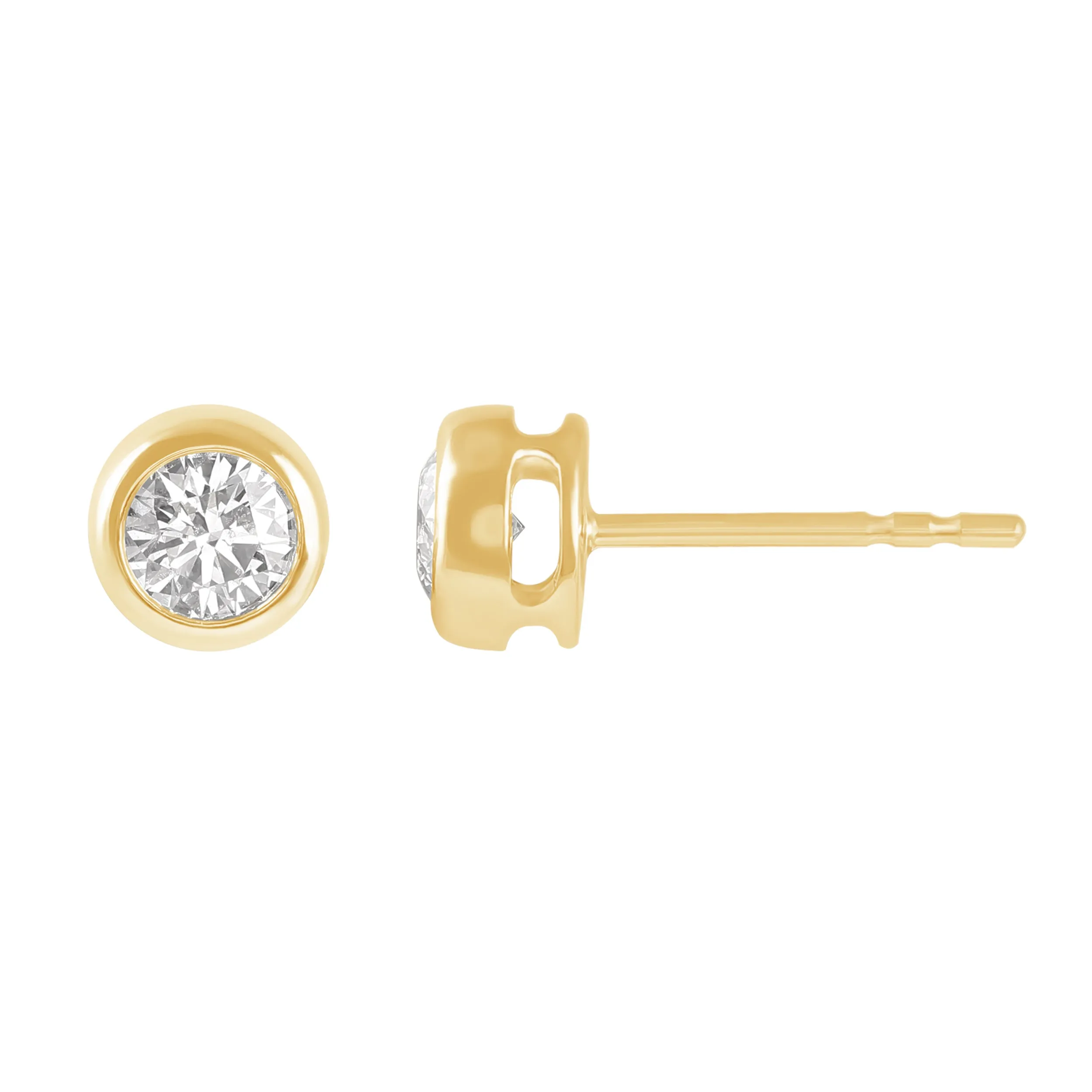 Celebration 9ct Yellow Gold Round Cut 0.50CTW Bezel Lab Grown Diamond Earrings