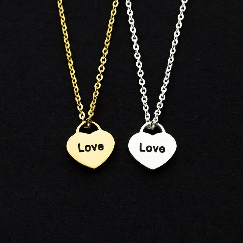 Charms Heart Lock Necklace Romantic Engraved Love