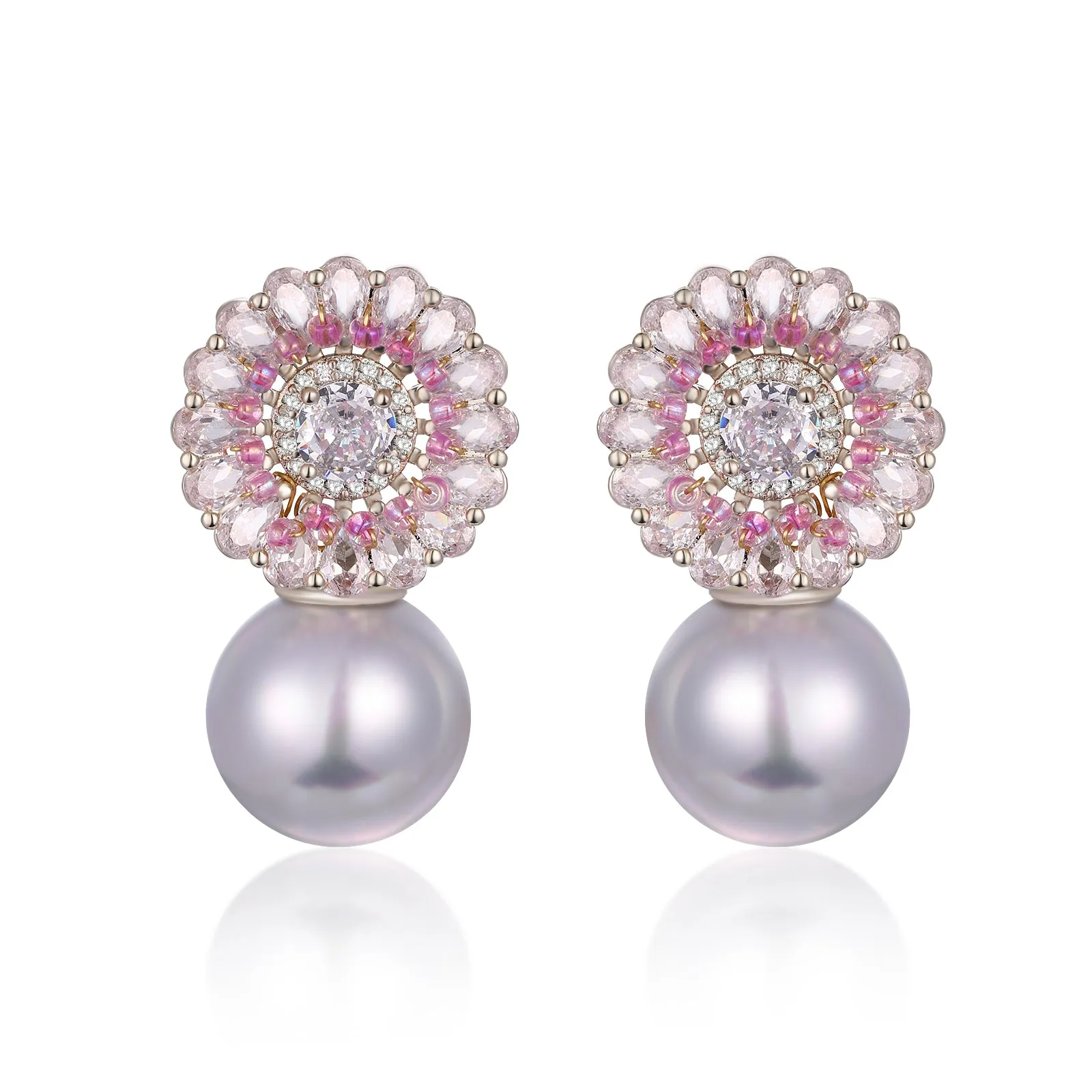 Circle Disc and Pearl Earrings