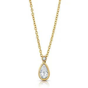 CLASSY DIAMOND PEAR NECKLACE, 14KT GOLD