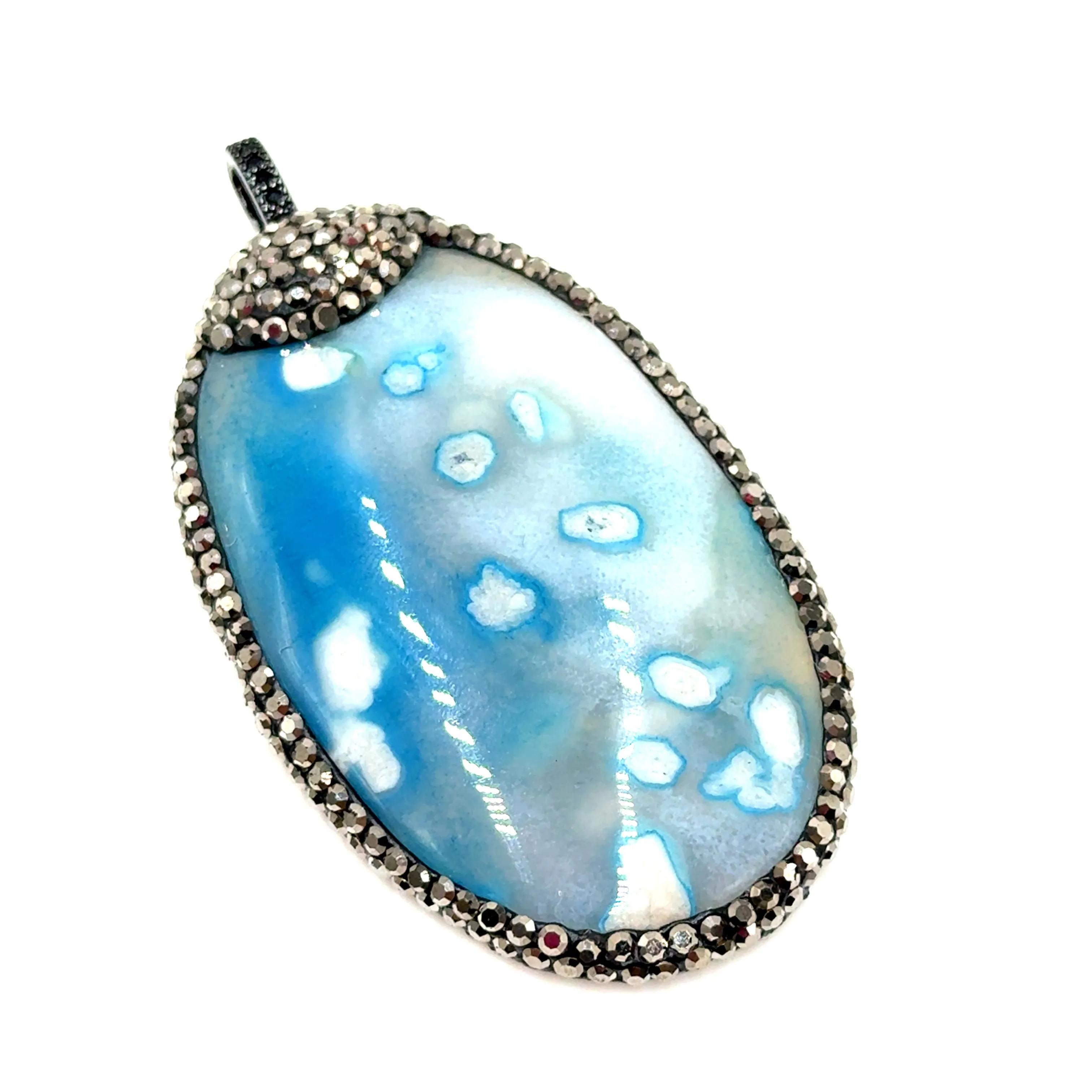 Clip on Gemstone Sterling Silver Pendant