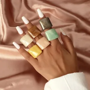 Colorful Resin Geometric Ring