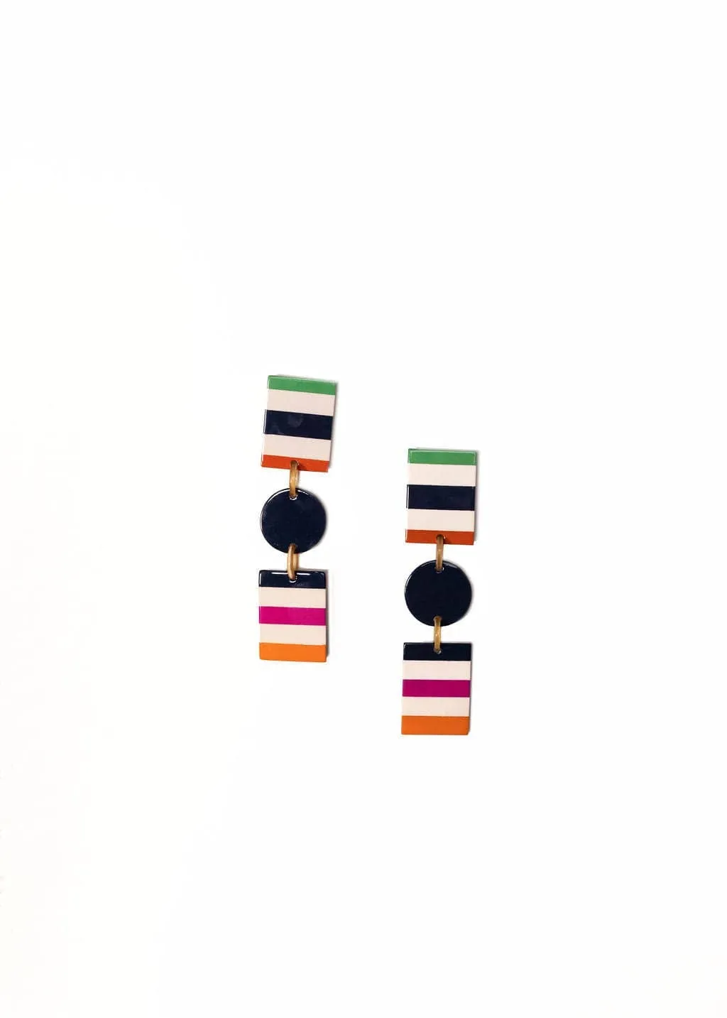 Colorful Stripe Circle & Square Boardwalk Earrings