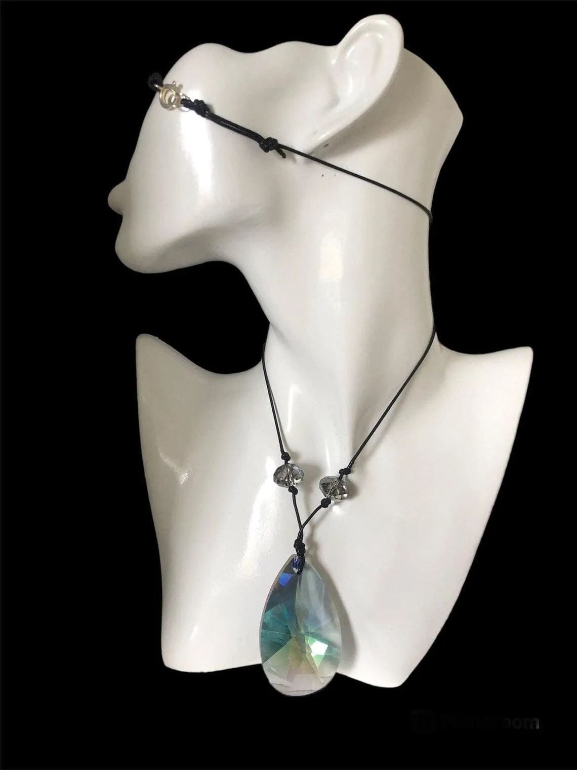 Cord and Statement Crystal Pendant Necklace