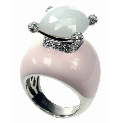 Corona - Pink Enamel with CZ Ring