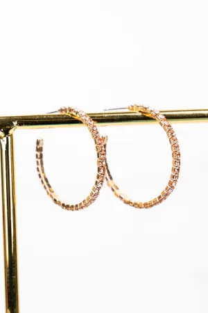 Crystal Avenue Carmen Pink Crystal Goldtone Hoop Earrings