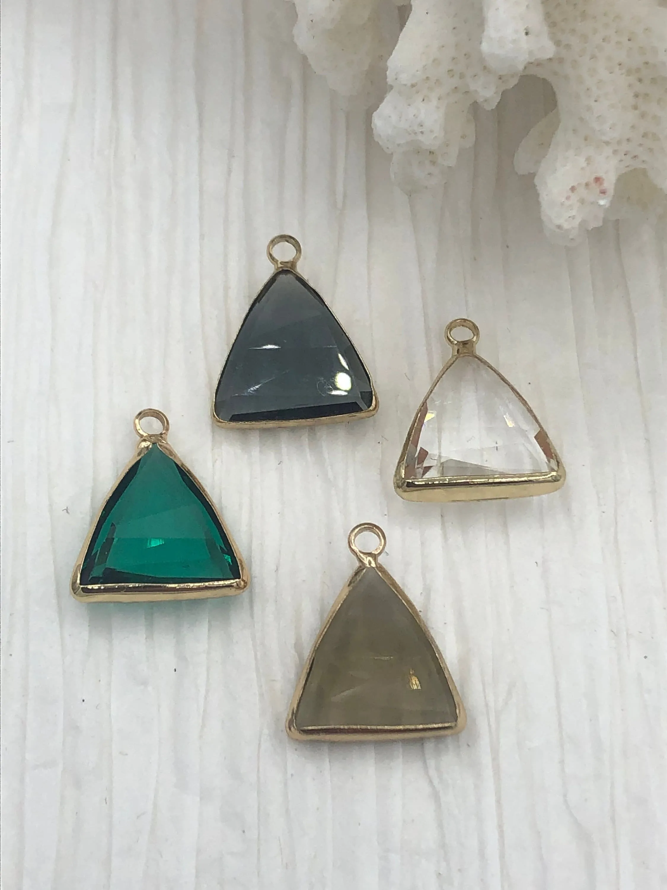 Crystal Gold Soldered Pendants and charms. Triangle Gold Pendant Soldered Charms 4 Colors Fast Ship