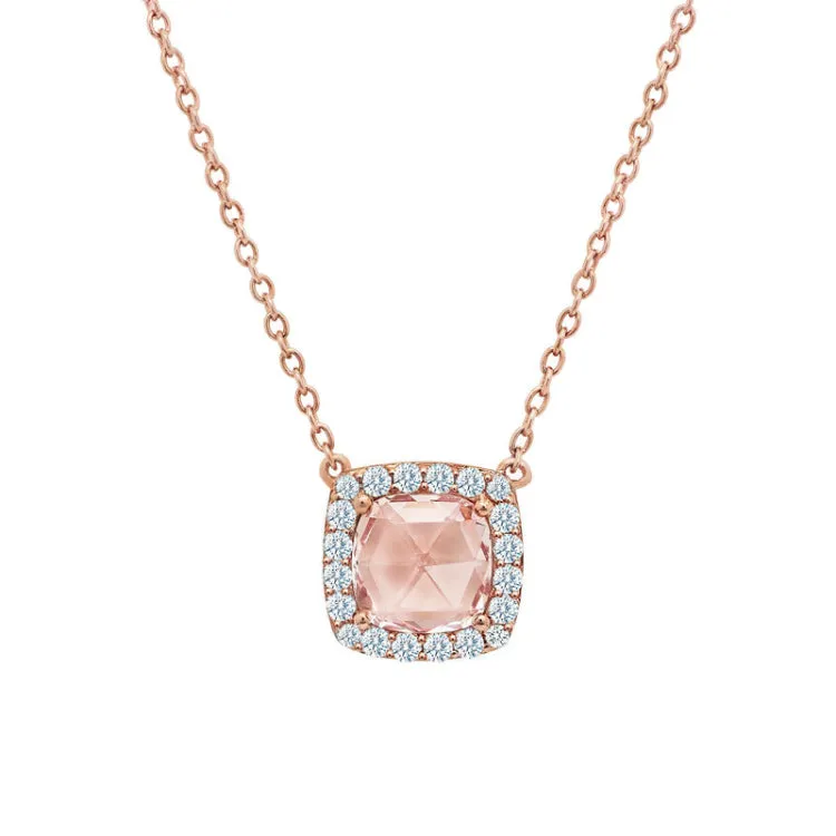 Cushion-Cut Halo Necklace