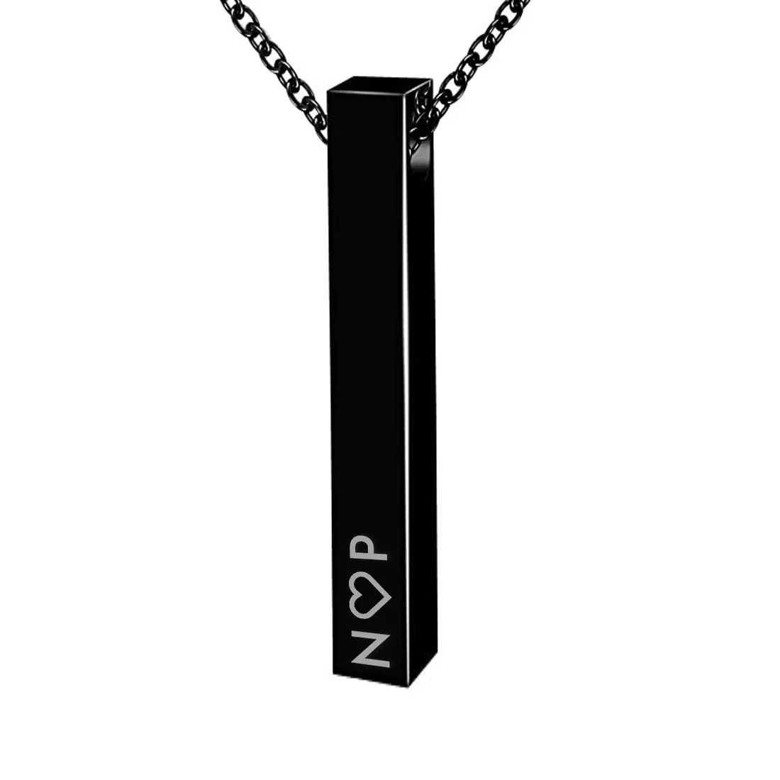 Custom Couples Pendant Necklace Rose Gold & Black with chain - Initials