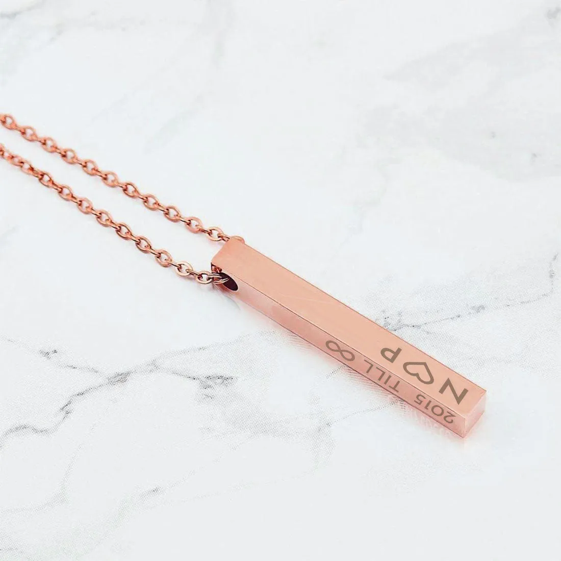 Custom Couples Pendant Necklace Rose Gold & Black with chain - Initials