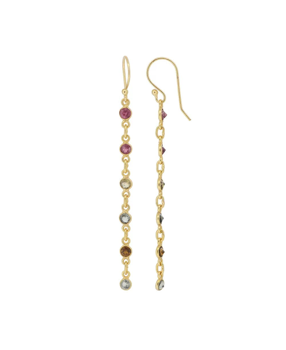 Dainty Multi-Color Tourmaline Dangle Earrings