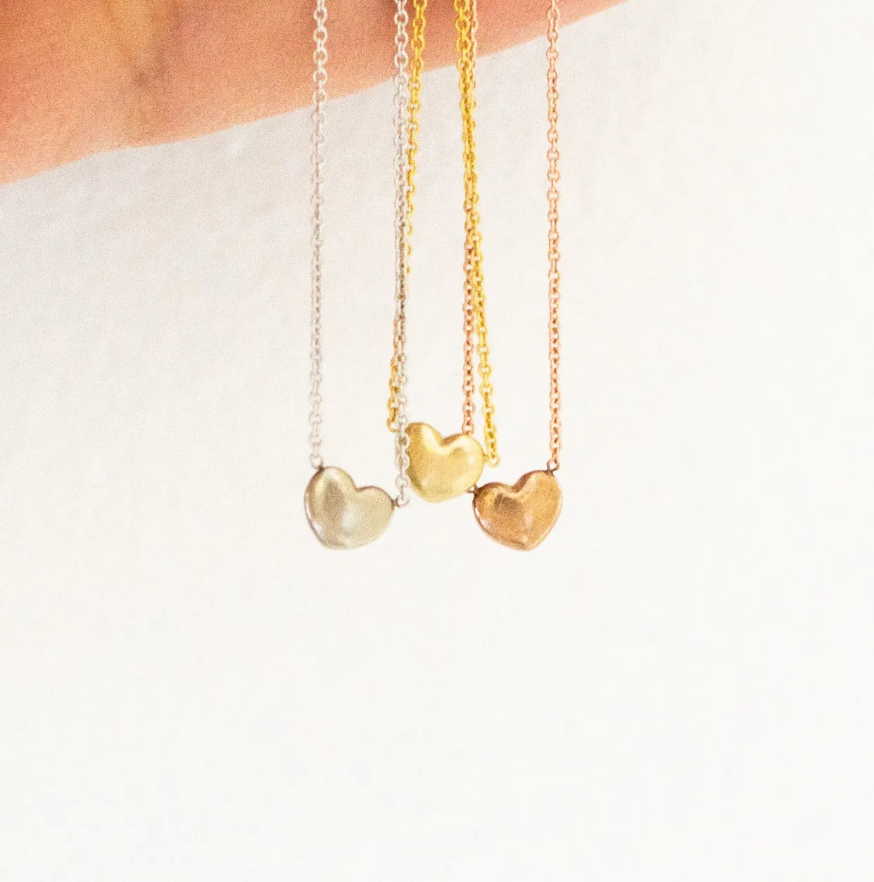 Dainty Puff Heart Necklace