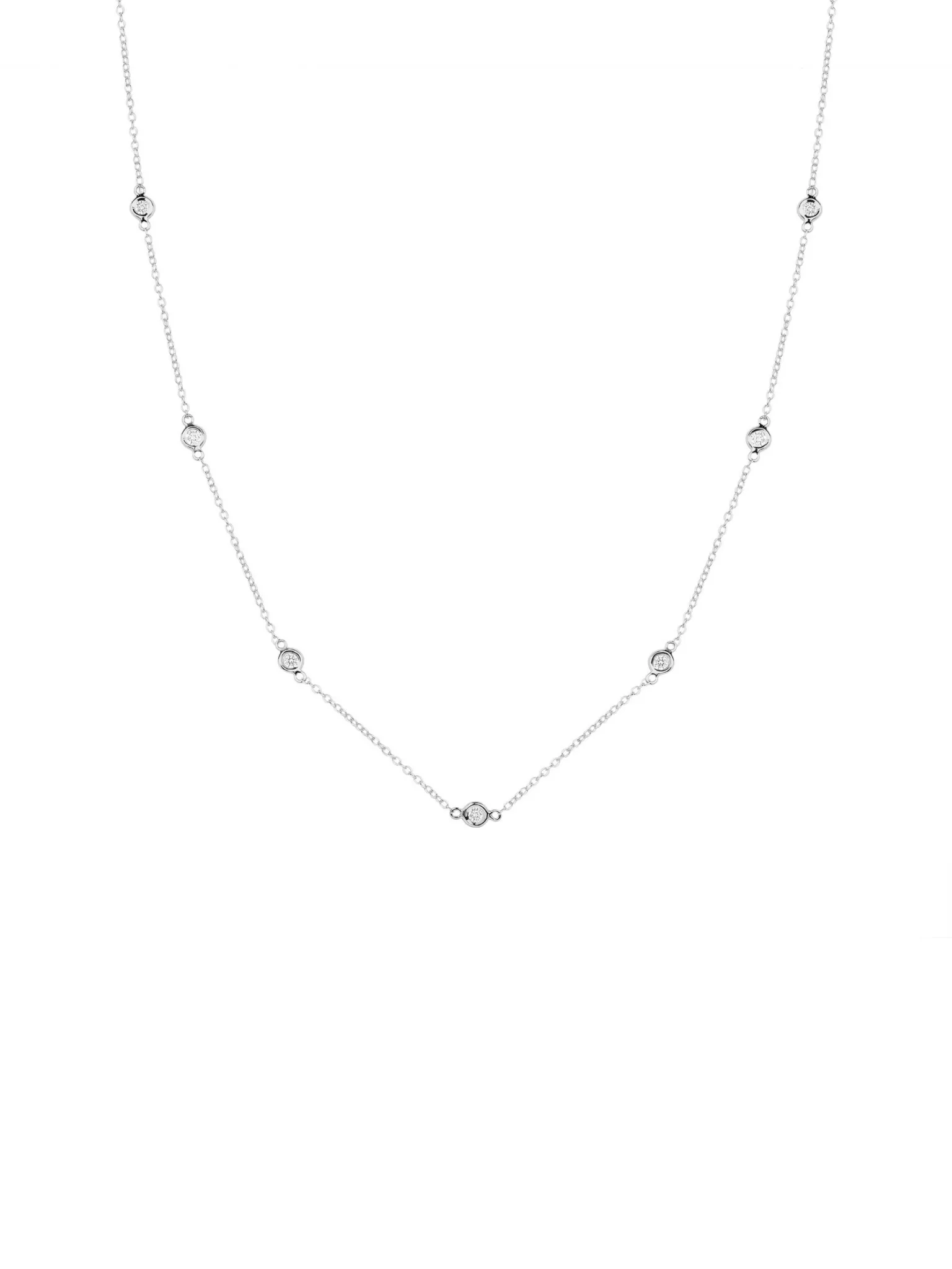 Diamond Bezel 7 Station Necklace 14K